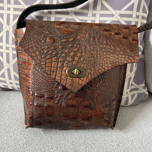 Unisex Crocodile Leather Envelope Shoulder Bag Handmade Unlined Raw Edge Craft - Picture 1 of 16